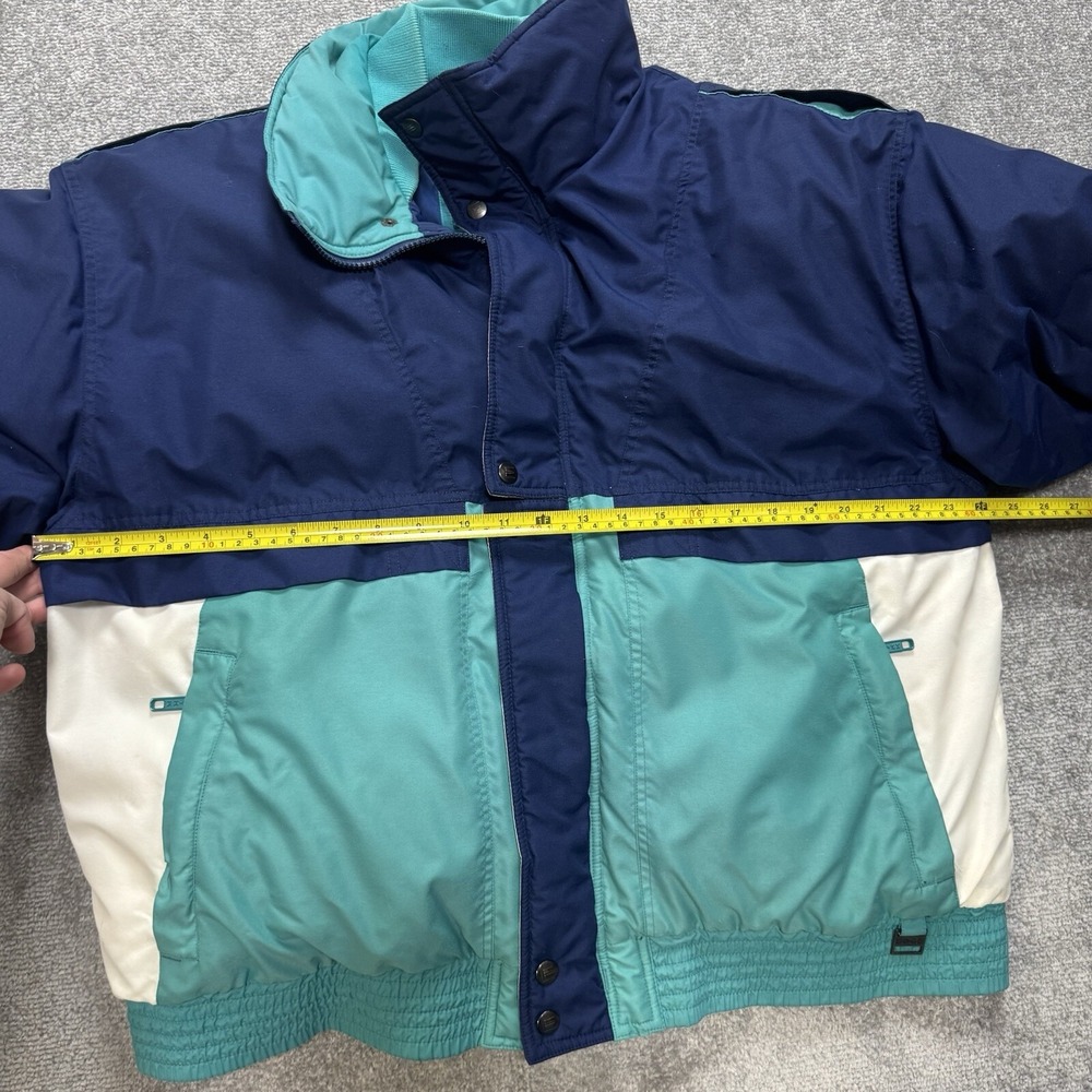 Vintage 80's 90's Mens Large Ski Jacket Down Filled Coat Inside Edge Blue Teal - Picture 13 of 16